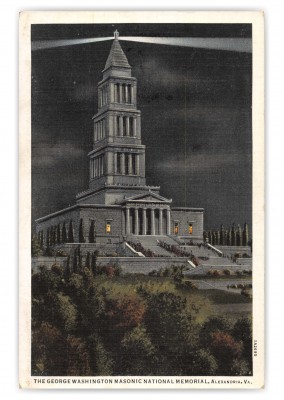 Alexandria, Virginia, George Washington masonic National Memorial at night