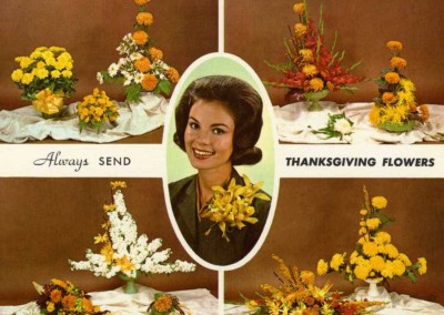 Curt Teich Ansichtkaart Archieven Collectie altijd sturen Thanksgiving bloemen