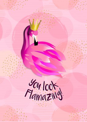 wunderschöne Flamingo-Karte in pink