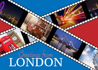 greeting card with analogous film with photos of London