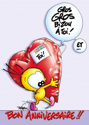 Le Piaf dibujos animados Bon aniversario gros bisou una toi