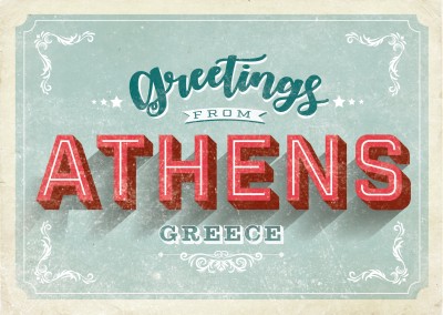Vintage Postkarte Athen