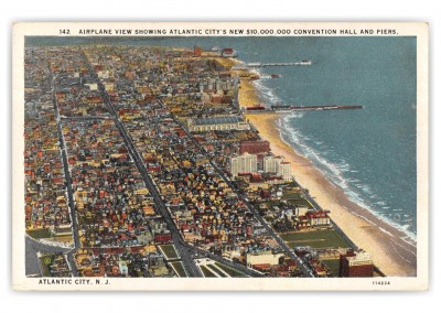 Atlantic City New Jersey Aerial View Convention Hall and Piers