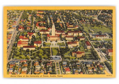Austin, Texas, University of Texas aerial view