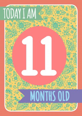 Today I am 11 months old- Lettering on a floral backround
