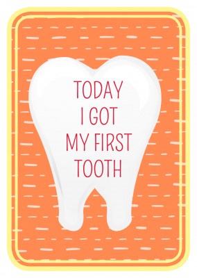 Today I got my first tooth- Lettering in a tooth on orange backround