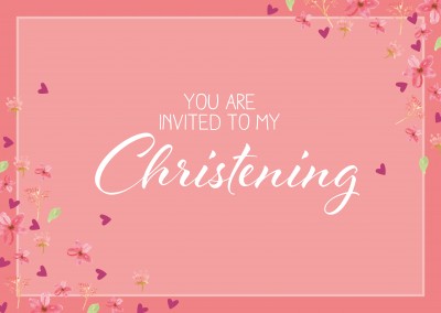 Batizado invitaion cartão cor-de-rosa