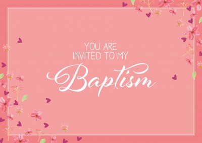 O batismo invitaion cartão cor-de-rosa