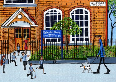 Illustratie Zuid-Londen Kunstenaar Dan Belleville basisschool