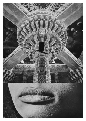 surrealistas en blanco y negro collage por Belrost misteriosa dama