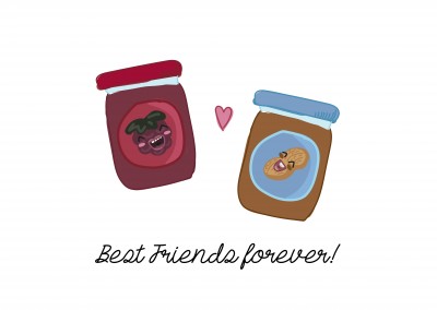 Card with peanut butter and jelly jam - best friends forever