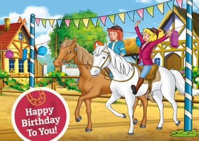 Bibi and Tina with horses on the farm artwork