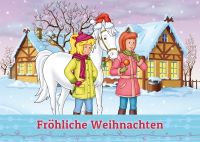 Bibi und Tinamm it Pferden in Winterlanschaft