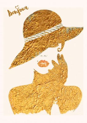 Kubistika Model mit Hut in gold