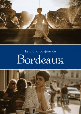 Bordeaux hälsningar i franska språket blå vit