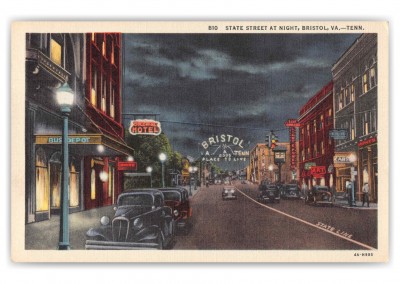 Bristol Virginia Tennessee State Street at Night