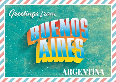 Retro postcard Buenos Aires, Argentina