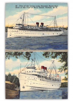 Buffalo, New York, large lake steamer boats