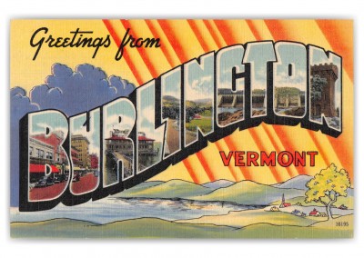 Burlington Vermont Greetings Large Letter