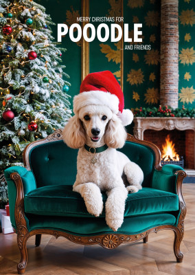 tarjeta de felicitación Feliz Navidad para caniche y amigos