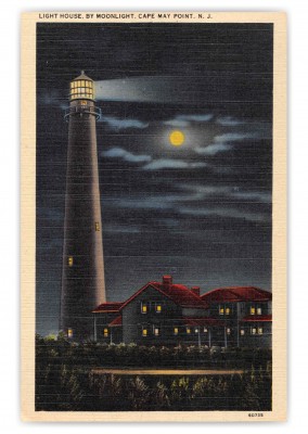 Cape May Point New Jersey Lighthouse at Night