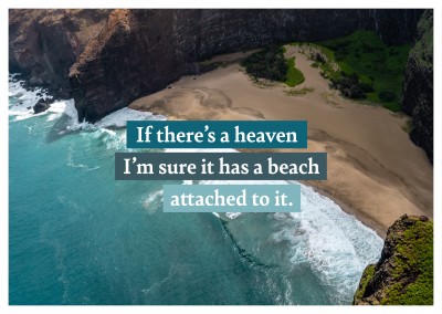 cartão-postal dizendo que Se há um céu que eu tenho certeza que ele tem uma praia ligado a ele