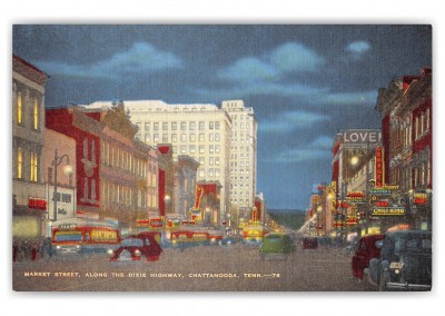 Chattanooga, Tennessee, Market Street at night