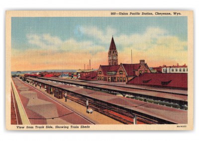 Cheyenne Wyoming Union Pacific Station Showing Train Sheds