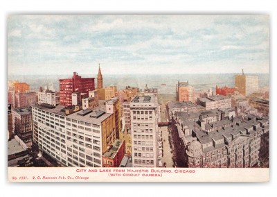 Chicago Illinois City and Lake from Majestic Building