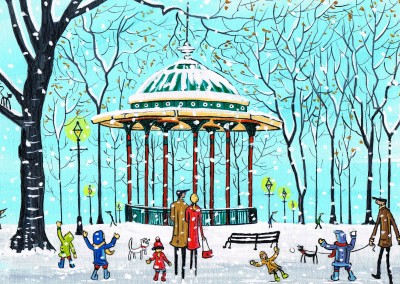 IlustraciÃ³n del Sur de Londres, el Artista Dan Clapham templete cubierto de nieve