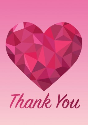 colorful illustration graphic thank you polygon heart red geometric triangles
