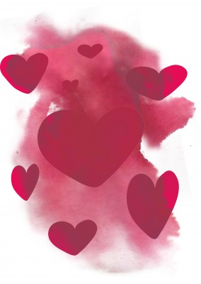  Durante la noche el Diseño del corazón de la acuarela de color rosa