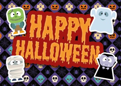 Happy halloween with cute monsters