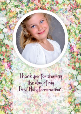 Vielen Dank, dass du den Tag meiner Erstkommunion mit mir geteilt hast.