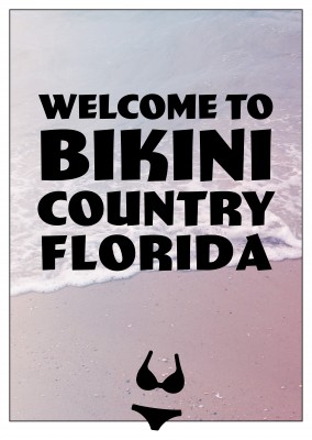 cartão-postal dizendo: bem-vindo ao biquíni país Flórida