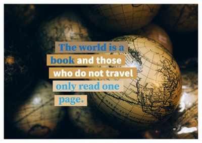 ansichtkaart citaat De wereld is een boek en wie niet reist alleen lezen van een pagina