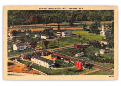 Dearborn, Michigan, Greenfield village air view