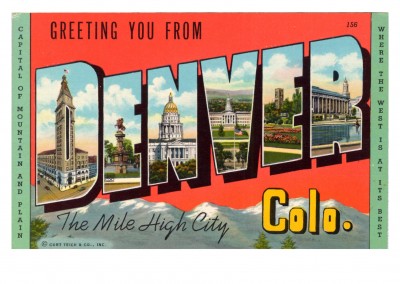 Curt Teich Vykort Arkiv Samling hälsningar från Denver, Colorado