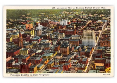 Denver, Colorado, Aeroplane view of Business District