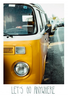 greeting card with a phozo of an old vw bus
