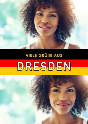 Dresde saludos en alemán en el diseño de la bandera