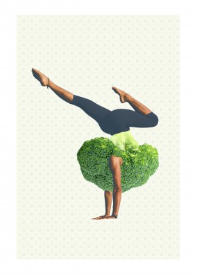 Broccoli woman doing yoga