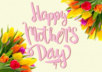 Muttertagsgrüße in Englisch mit Tulpen-foto im Hintergrund–mypostcard