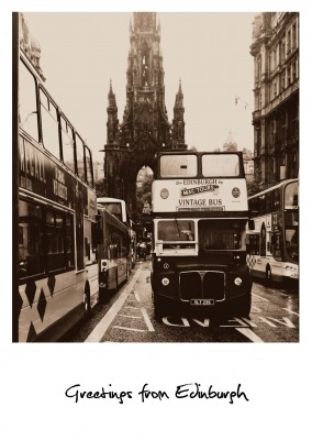 Foto Edinburgh buss på väg