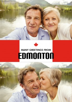 Edmonton greeting in Canadian flag style