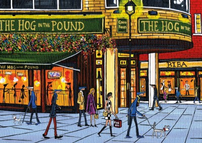 Ilustración del Sur de Londres, el Artista Dan El cerdo en la libra ...