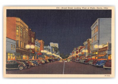 Elyria, ohio, Broad Street looking west at night