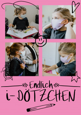Postkarte Spruch Endlich i-Dötzchen in pink