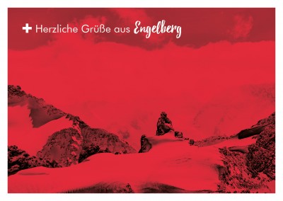 Foto Engelberg in schweizer Flaggen Design