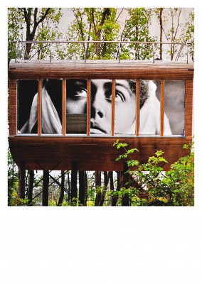 Collage von Belrost mit Heiliger im Baumhaus